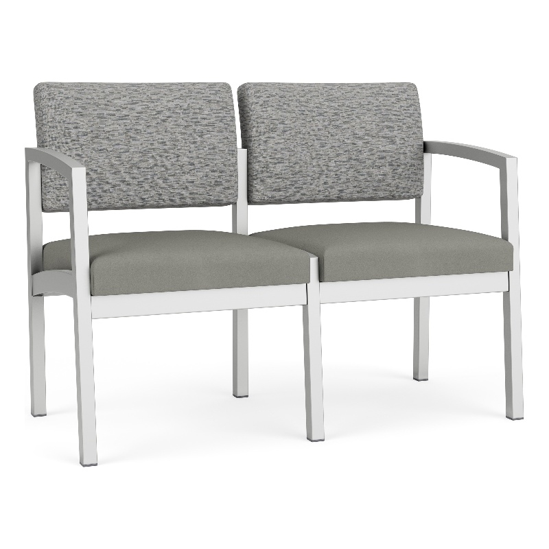 Lesro Industries Steel Waiting Reception 2 Seat Sofa Steel Frame in Gray