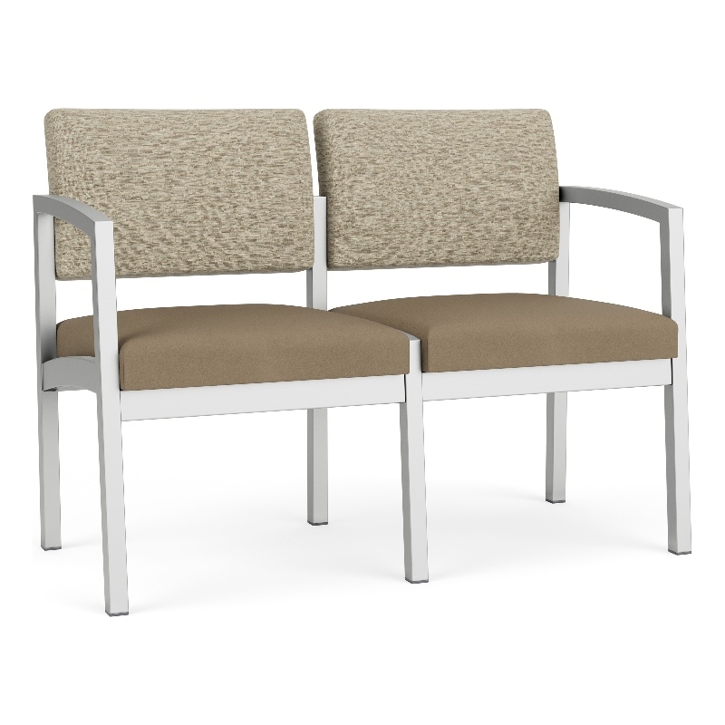 Lesro Industries Steel Waiting Reception 2 Seat Sofa Steel Frame in Brown