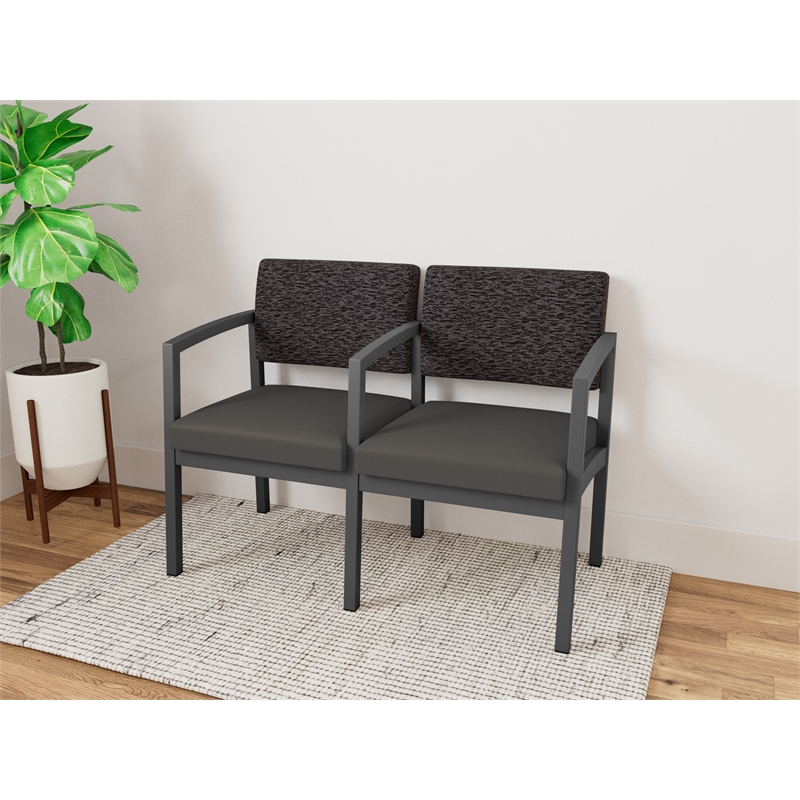 Lesro Industries Steel Waiting Reception 2 Seat Tandem Seating in Gray