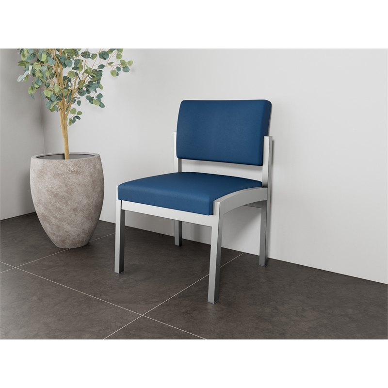 Lesro Industries Steel Waiting Reception Armless Guest Chair in Blue