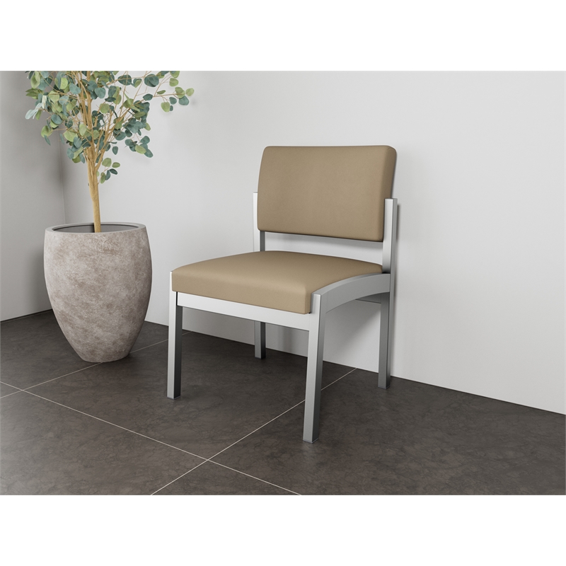 Lesro Industries Steel Waiting Reception Armless Guest Chair in Brown