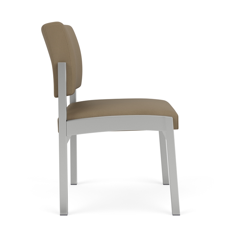 Lesro Industries Steel Waiting Reception Armless Guest Chair in Brown