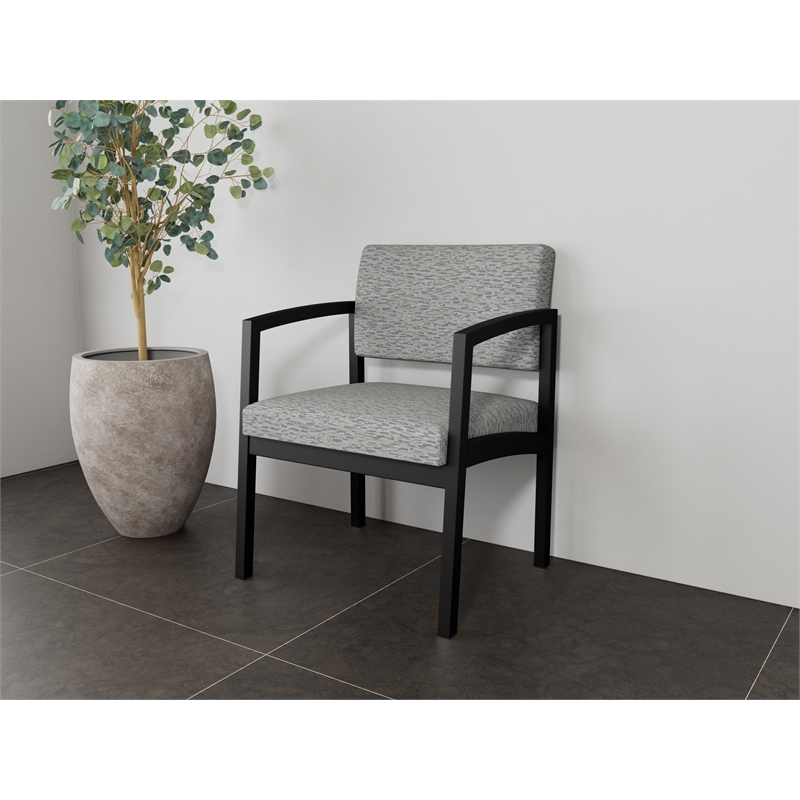 Lesro Industries Steel Waiting Reception Wide Guest Chair in Gray