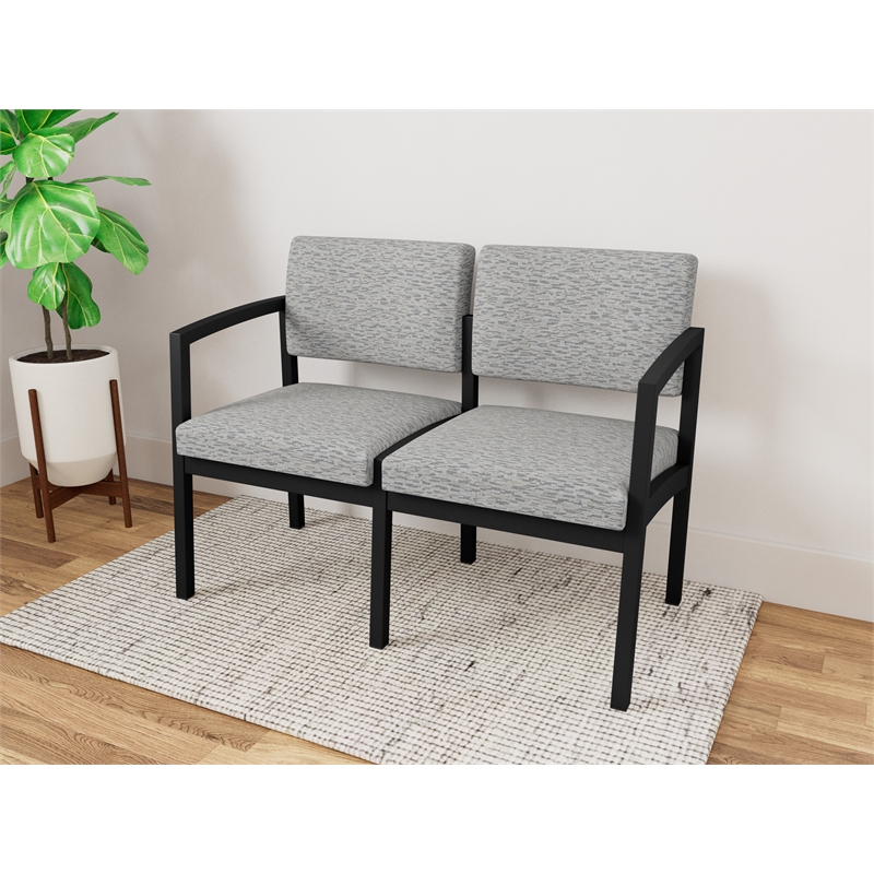 Lesro Industries Steel Waiting Reception 2 Seat Sofa Steel Frame in Gray