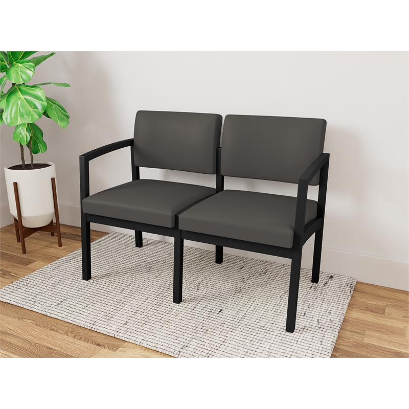 Lesro Industries Steel Waiting Reception 2 Seat Sofa Steel Frame in Gray