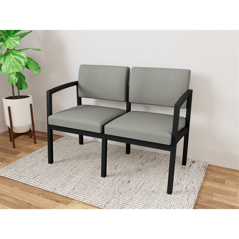 Lesro Industries Steel Waiting Reception 2 Seat Sofa Steel Frame in Gray