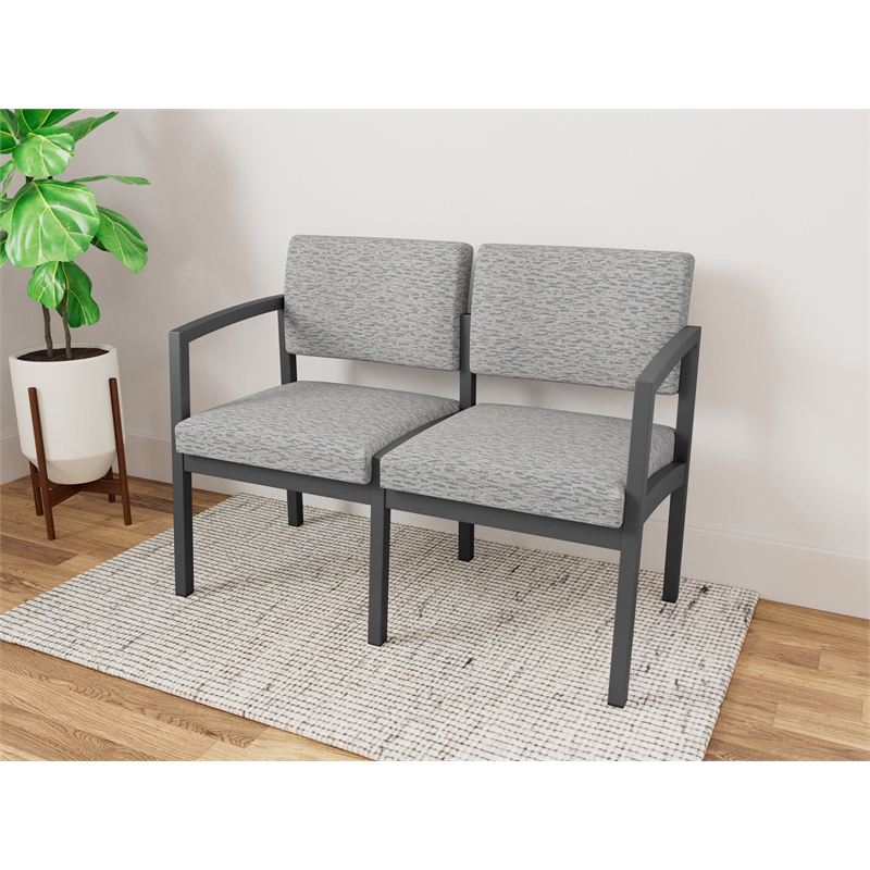Lesro Industries Steel Waiting Reception 2 Seat Sofa Steel Frame in Gray