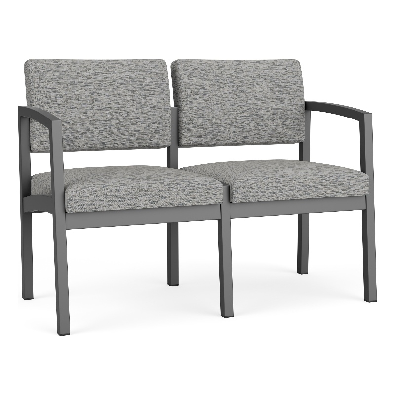 Lesro Industries Steel Waiting Reception 2 Seat Sofa Steel Frame in Gray