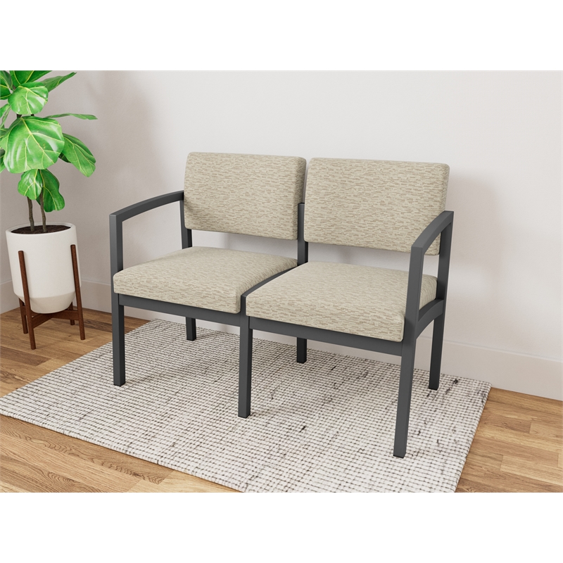 Lesro Industries Steel Waiting Reception 2 Seat Sofa Steel Frame in Brown