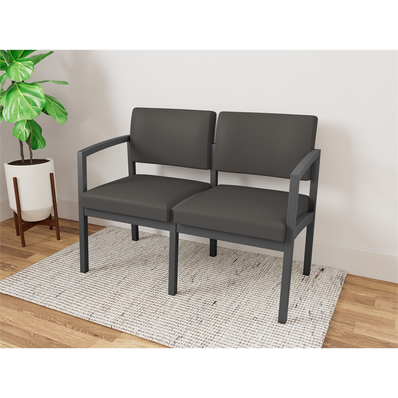 Lesro Industries Steel Waiting Reception 2 Seat Sofa Steel Frame in Gray