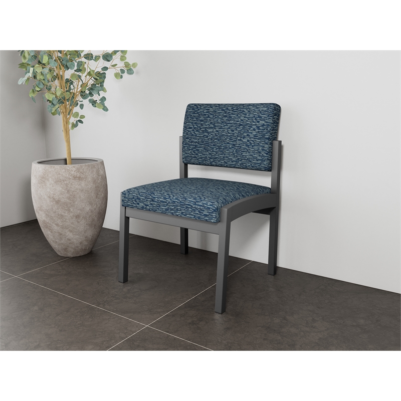 Lesro Industries Steel Waiting Reception Armless Guest Chair in Blue