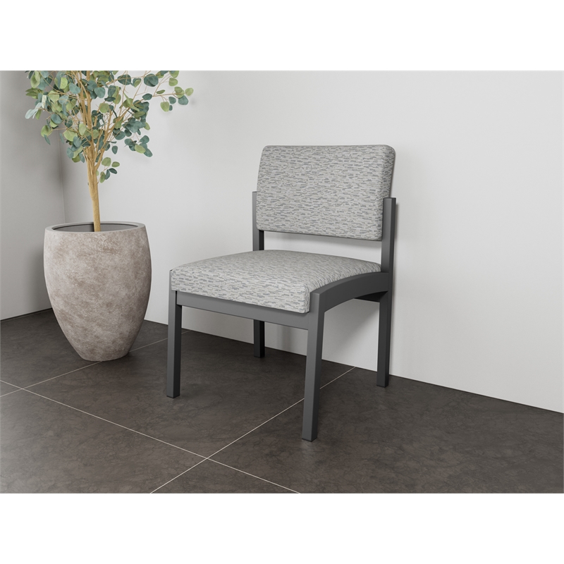 Lesro Industries Steel Waiting Reception Armless Guest Chair in Gray
