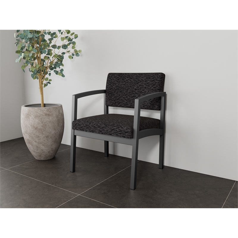 Lesro Industries Steel Waiting Reception Wide Guest Chair in Black