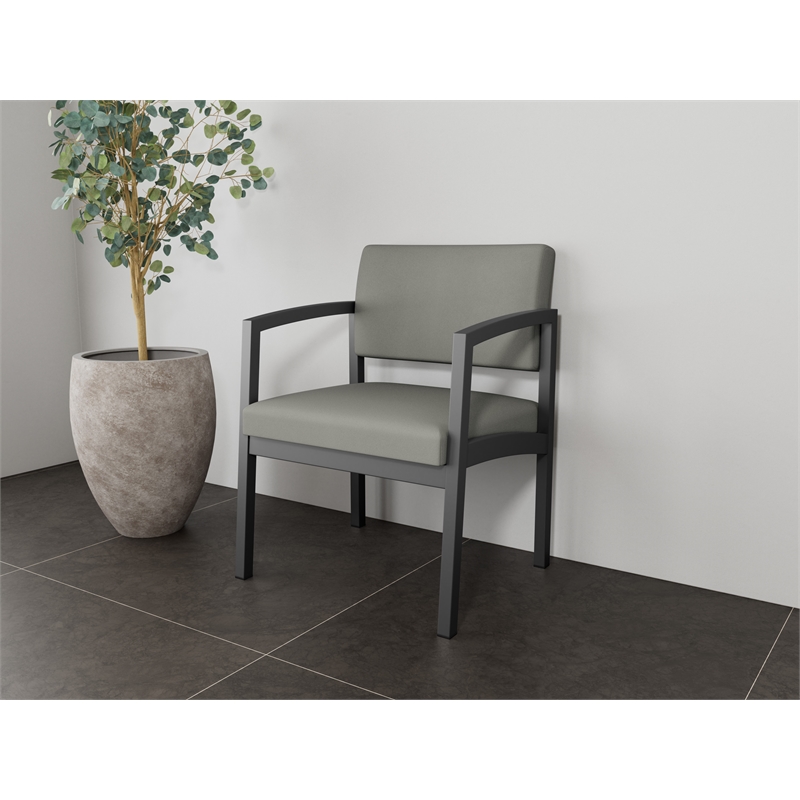 Lesro Industries Steel Waiting Reception Wide Guest Chair in Gray