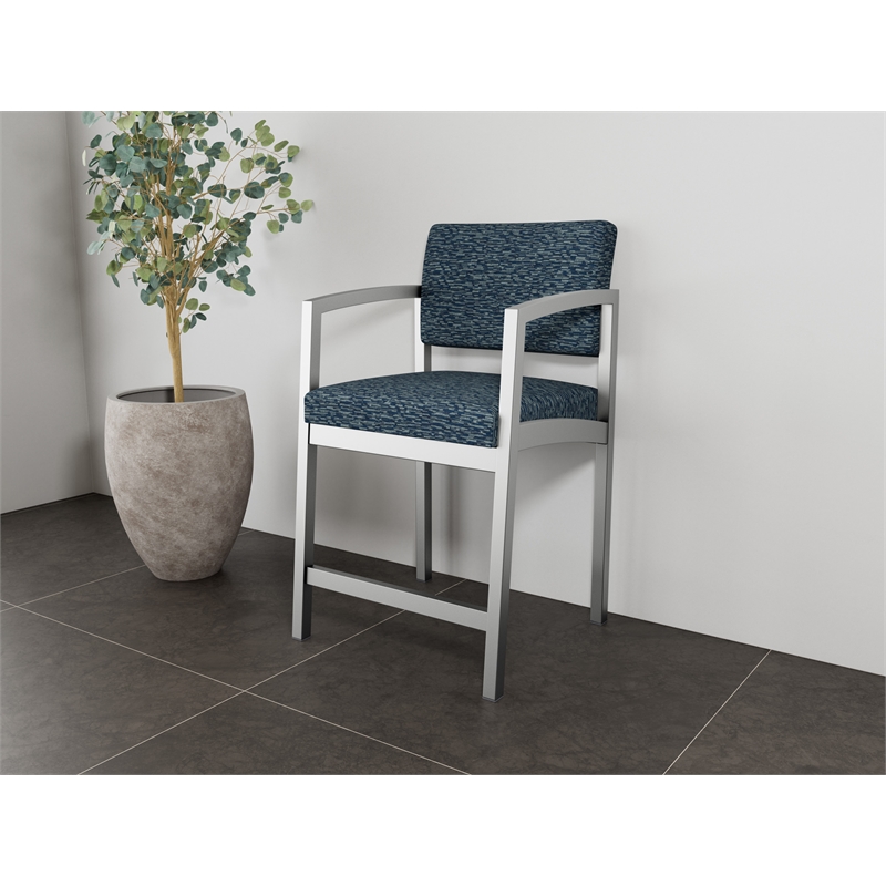 Lesro Industries Steel Waiting Reception Hip Chair Steel Frame in Blue
