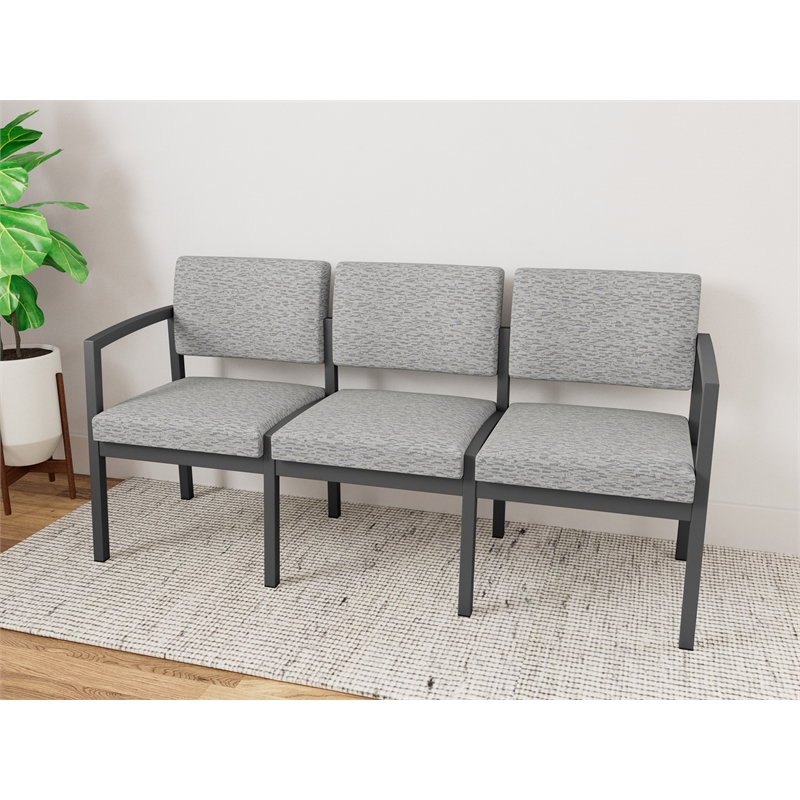 Lesro Industries Steel Waiting Reception 3 Seat Sofa Steel Frame in Gray