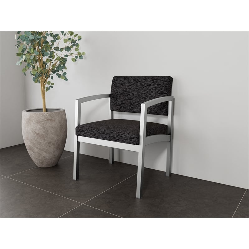 Lesro Industries Steel Waiting Reception Wide Guest Chair in Black