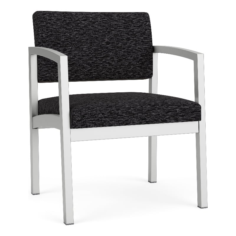Lesro Industries Steel Waiting Reception Wide Guest Chair in Black
