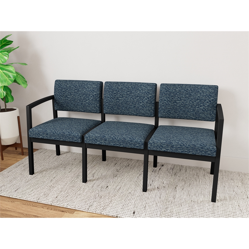 Lesro Industries Steel Waiting Reception 3 Seat Sofa Steel Frame in Blue
