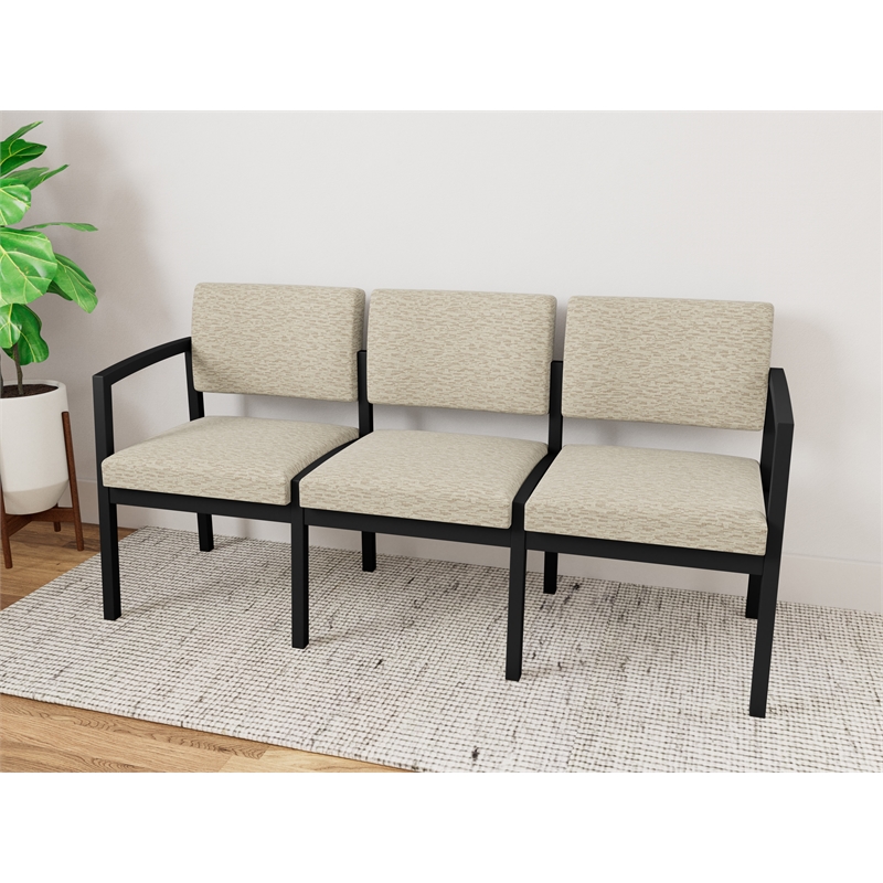Lesro Industries Steel Waiting Reception 3 Seat Sofa Steel Frame in Brown