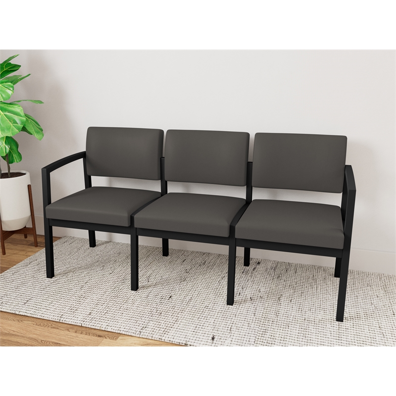 Lesro Industries Steel Waiting Reception 3 Seat Sofa Steel Frame in Gray