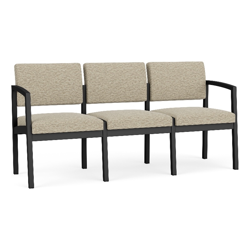 Lesro Industries Steel Waiting Reception 3 Seat Sofa Steel Frame in Gray