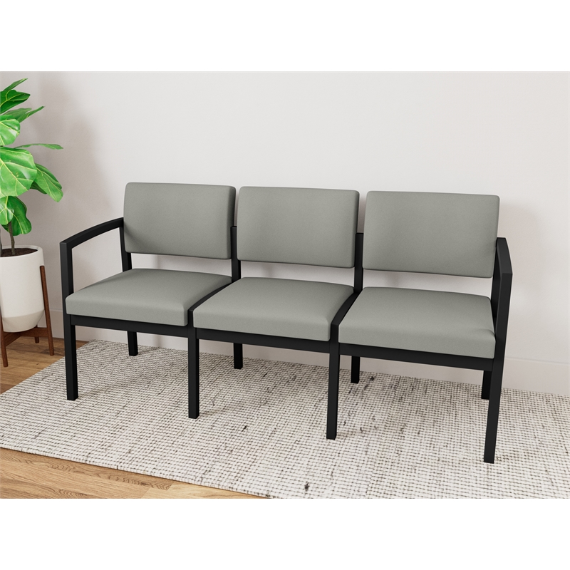 Lesro Industries Steel Waiting Reception 3 Seat Sofa Steel Frame in Gray