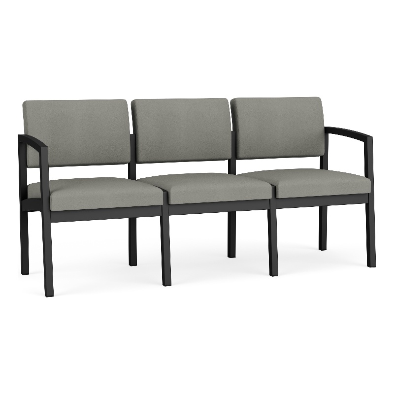 Lesro Industries Steel Waiting Reception 3 Seat Sofa Steel Frame in Gray