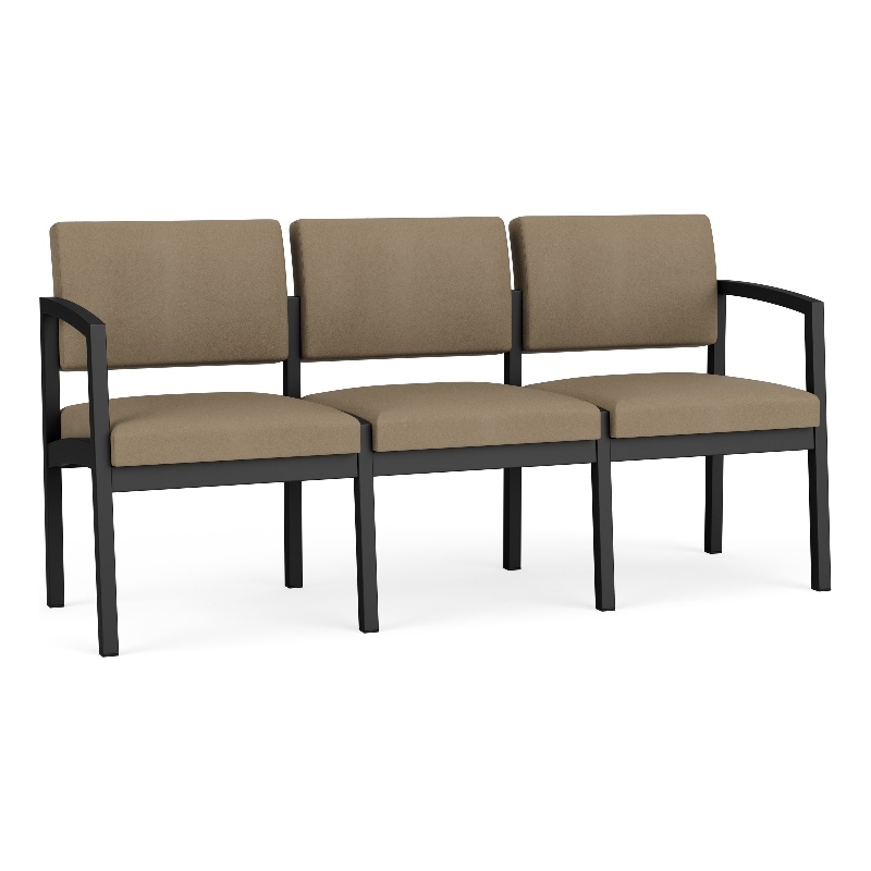 Lesro Industries Steel Waiting Reception 3 Seat Sofa Steel Frame in Brown