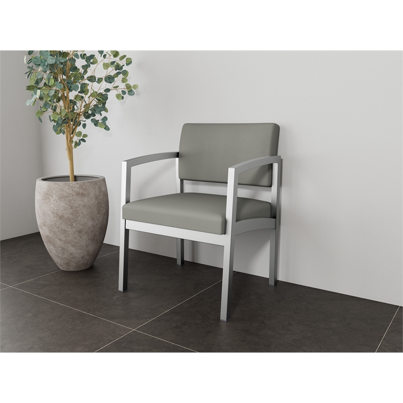 Lesro Industries Steel Waiting Reception Wide Guest Chair in Gray