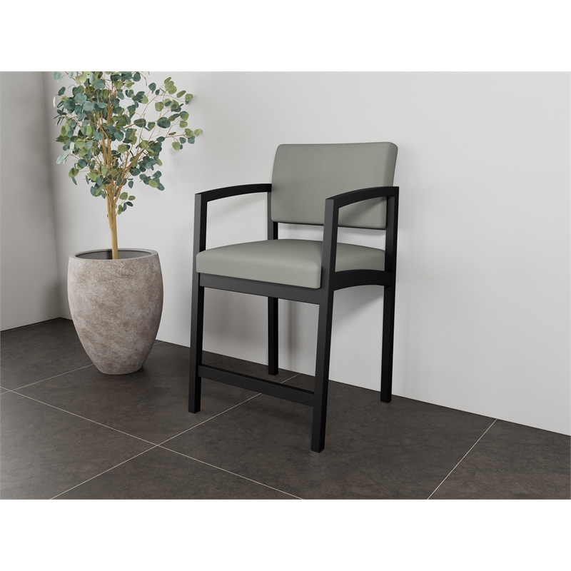 Lesro Industries Steel Waiting Reception Hip Chair Steel Frame in Gray