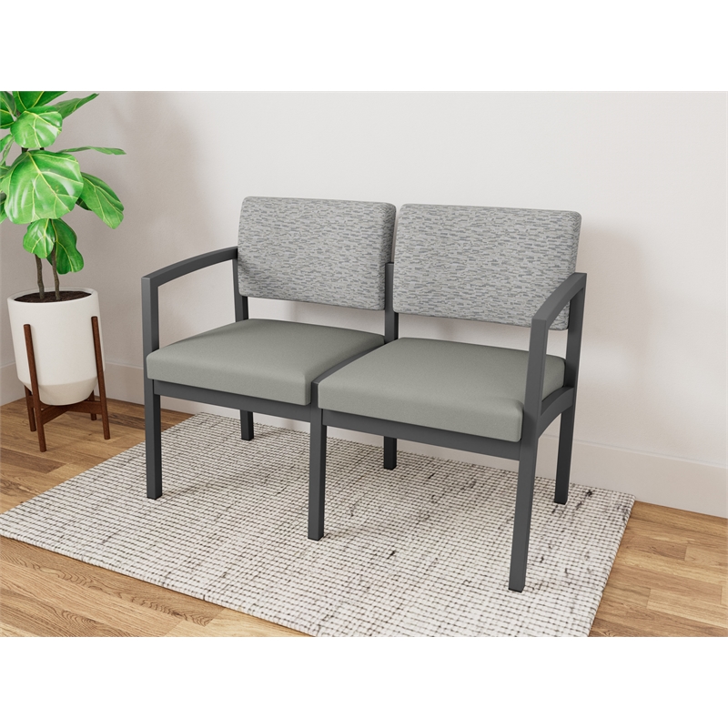 Lesro Industries Steel Waiting Reception 2 Seat Sofa Steel Frame in Gray