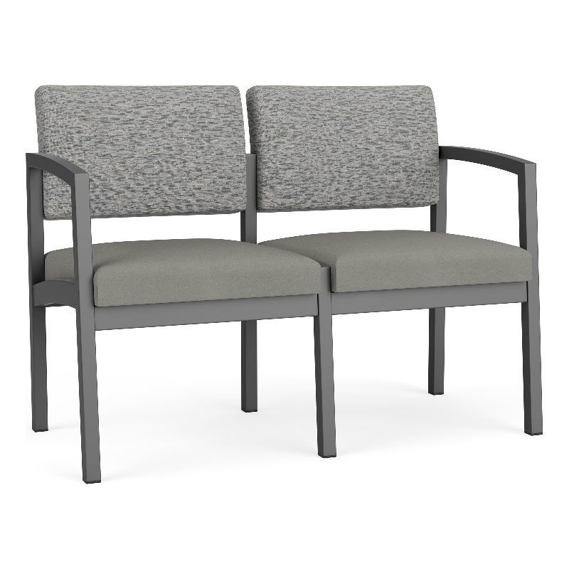 Lesro Industries Steel Waiting Reception 2 Seat Sofa Steel Frame in Gray