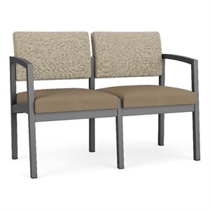 Lesro Industries Steel Waiting Reception 2 Seat Sofa Steel Frame in Brown