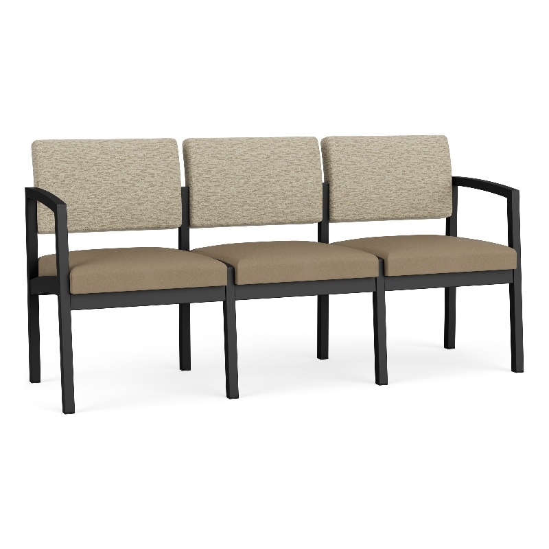Lesro Industries Steel Waiting Reception 3 Seat Sofa Steel Frame in Brown