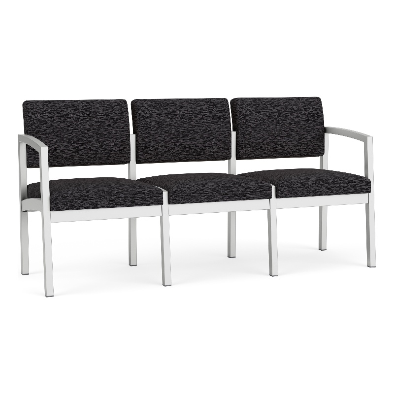 Lesro Industries Steel Waiting Reception 3 Seat Sofa Steel Frame in Black