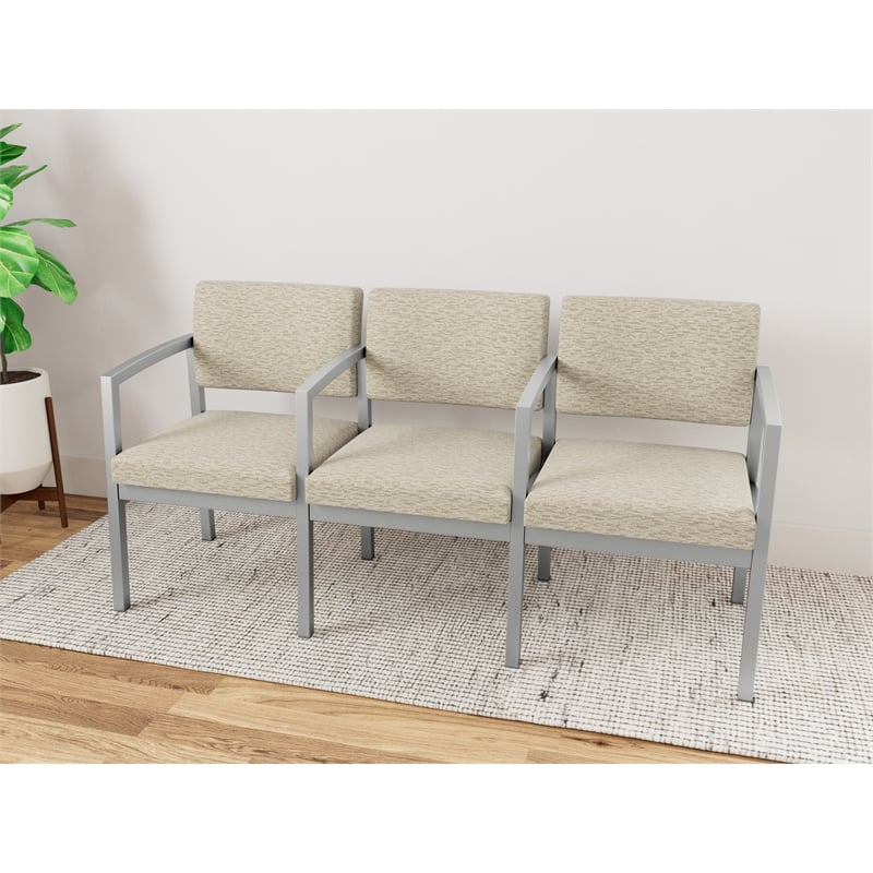 Lesro Industries Steel Waiting Reception 3 Seat Tandem Seating in Brown