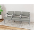 Lesro Industries Steel Waiting Reception 3 Seat Tandem Seating in Gray