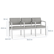 Lesro Industries Steel Waiting Reception 3 Seat Tandem Seating in Gray