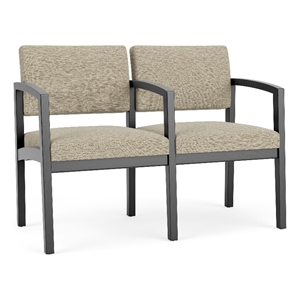 Lesro Industries Wood Waiting Reception 2 Seat Tandem Seating in Brown
