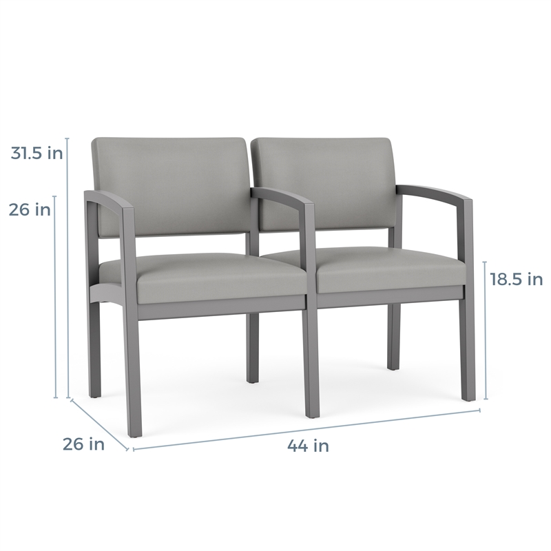 Lesro Industries Wood Waiting Reception 2 Seat Tandem Seating in Gray