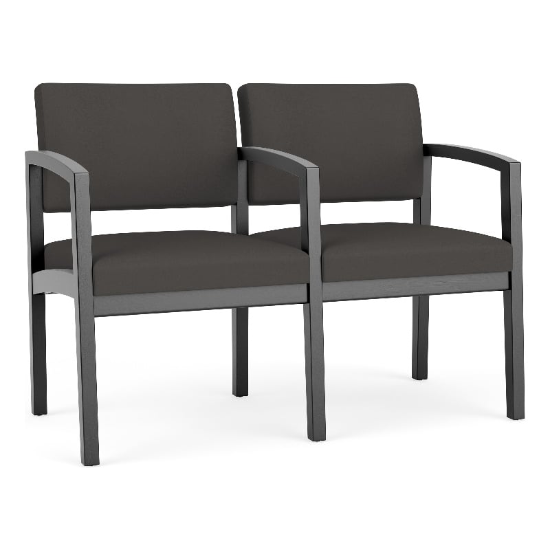 Lesro Industries Wood Waiting Reception 2 Seat Tandem Seating in Gray