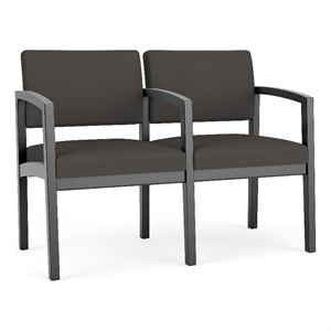 Lesro Industries Wood Waiting Reception 2 Seat Tandem Seating in Gray