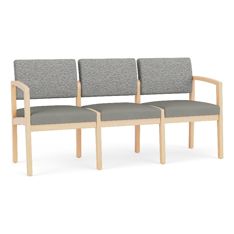 Lesro Industries Wood Waiting Reception 3 Seat Sofa Wood Frame in Gray