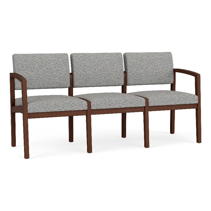 Lesro Industries Wood Waiting Reception 3 Seat Sofa Wood Frame in Gray