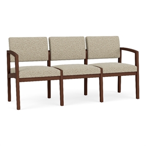 Lesro Industries Wood Waiting Reception 3 Seat Sofa Wood Frame in Brown