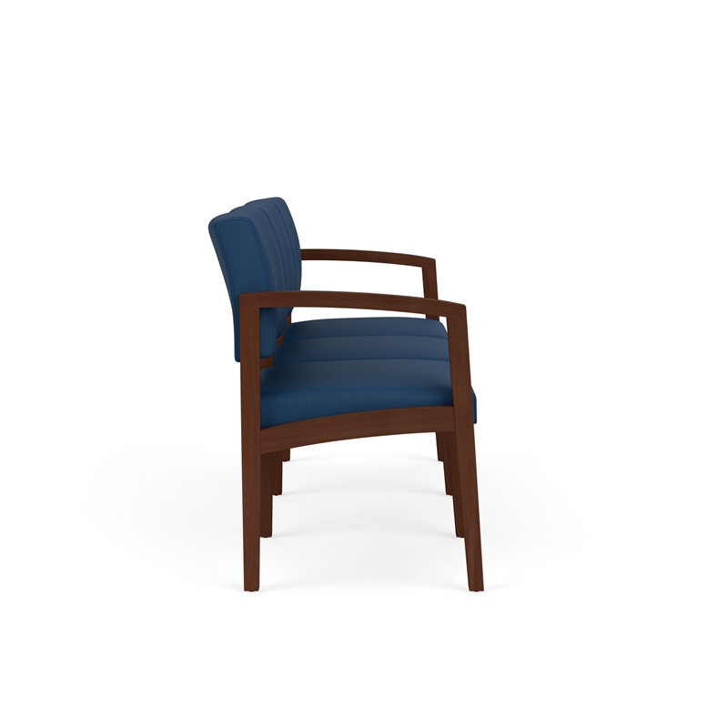 Lesro Industries Wood Waiting Reception 3 Seat Sofa Wood Frame in Blue