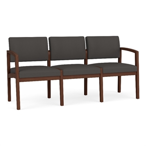 Lesro Industries Wood Waiting Reception 3 Seat Sofa Wood Frame in Gray