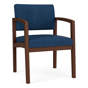 Lesro Industries Wood Waiting Reception Guest Chair Wood Frame in Blue