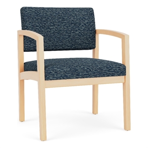 Lesro Industries Wood Waiting Reception Wide Guest Chair Wood Frame in Blue